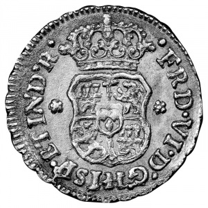 Аверс монеты Мексика, ½ реала, 1747-1760