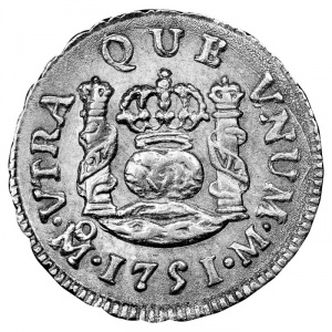 Реверс монеты Мексика, ½ реала, 1747-1760