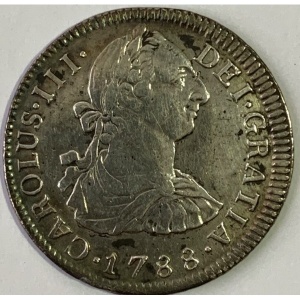 Аверс монеты Мексика, 2 реала, 1785-1789