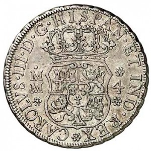Аверс монеты Мексика, 4 реала, 1760-1771