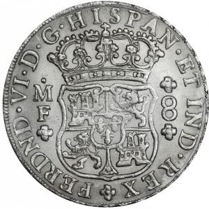 Аверс монеты Мексика, 8 реалов, 1747-1760