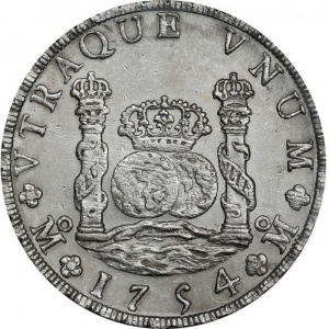 Реверс монеты Мексика, 8 реалов, 1747-1760