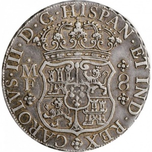Аверс монеты Мексика, 8 реалов, 1760-1771