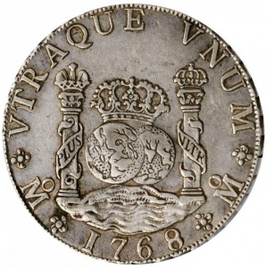 Реверс монеты Мексика, 8 реалов, 1760-1771