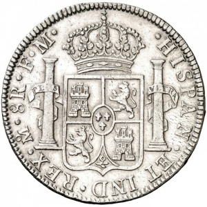Реверс монеты Мексика, 8 реалов, 1772-1784