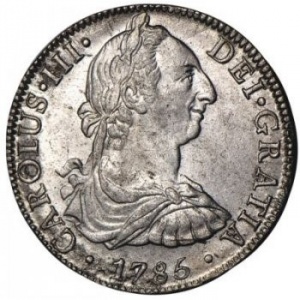 Аверс монеты Мексика, 8 реалов, 1785-1789
