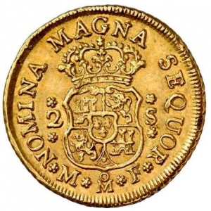 Реверс монеты Мексика, 2 эскудо, 1748-1751