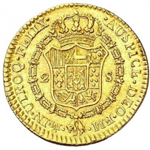 Реверс монеты Мексика, 2 эскудо, 1772-1784