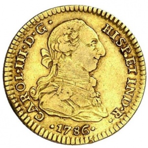 Аверс монеты Мексика, 2 эскудо, 1785-1788