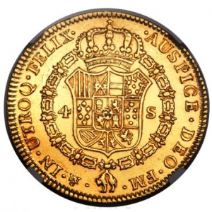 Реверс монеты Мексика, 4 эскудо, 1772-1784
