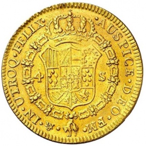 Реверс монеты Мексика, 4 эскудо, 1785-1788