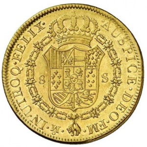 Реверс монеты Мексика, 8 эскудо, 1772-1785