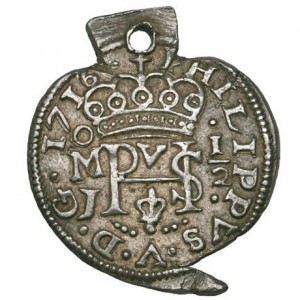 Аверс монеты Мексика, ½ реала, 1701-1728