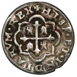 Реверс монеты Мексика, ½ реала, 1715-1728, Королевская монета