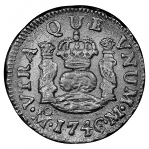 Реверс монеты Мексика, ½ реала, 1742-1747