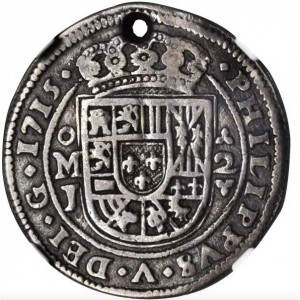 Аверс монеты Мексика, 2 реала, 1715, Королевская монета