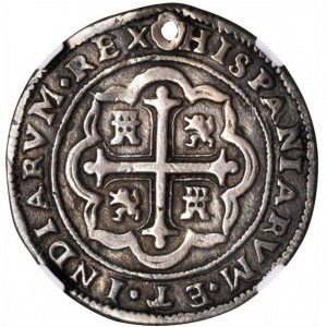 Реверс монеты Мексика, 2 реала, 1715, Королевская монета