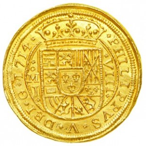Аверс монеты Мексика, 8 эскудо, 1711-1714, Королевская монета