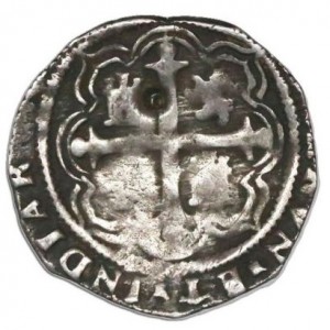 Реверс монеты Мексика, 1 реал, 1598-1620, Коб монета