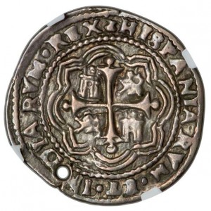 Реверс монеты Мексика, 2 реала, 1668, Королевская монета