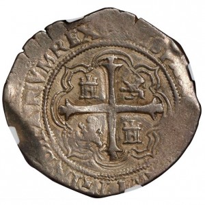 Реверс монеты Мексика, 4 реала, 1598-1621, Коб монета