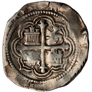 Реверс монеты Мексика, 8 реалов, 1598-1621, Коб монета