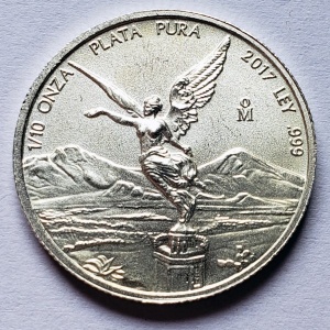 Реверс монеты Мексика, 1/10 онзы, 1996-2024, Серебряная инвестиционная монета "Свобода"