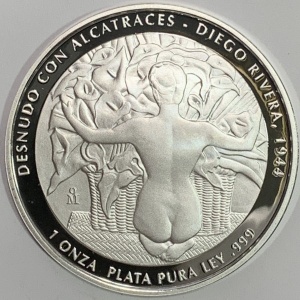 Аверс монеты Мексика, 1 онза, 2007, Фрида Кало и Диего Ривера