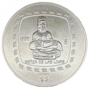 Реверс монеты Мексика, 2 песо, 1996-1998, Ольмеки - Фигура Лас-Лимас