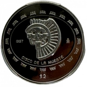 Реверс монеты Мексика, 2 песо, 1997-1998, Теотиуакан - Диск смерти