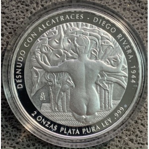 Аверс монеты Мексика, 2 онзы, 2007, Фрида Кало и Диего Ривера