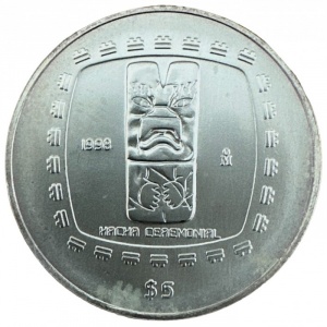 Реверс монеты Мексика, 5 песо, 1996-1998, Ольмеки - Hacha ceremonial