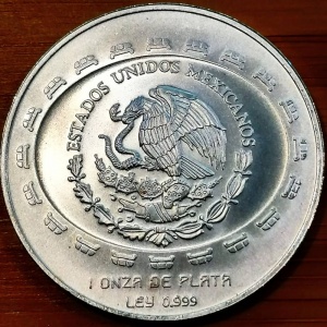 Аверс монеты Мексика, 5 песо, 1997-1998, Теотиуакан - Диск смерти