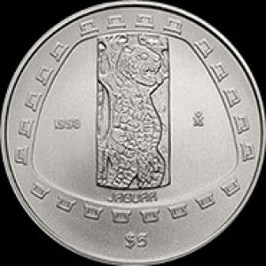Реверс монеты Мексика, 5 песо, 1998, Тольтеки - Ягуар