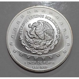 Аверс монеты Мексика, 5 песо, 1998, Тольтеки - Serpiente con Craneo