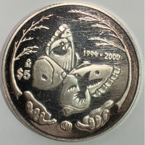 Реверс монеты Мексика, 5 песо, 2000, Миллениум - Бабочка