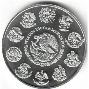 Аверс монеты Мексика, 5 песо, 2000, Вымирающие виды - Острорылый крокодил