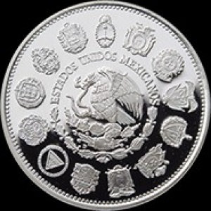 Аверс монеты Мексика, 5 песо, 2000, Иберо-Америка - Мужчина и лошади