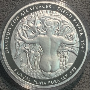 Аверс монеты Мексика, 5 онз, 2007, Фрида Кало и Диего Ривера
