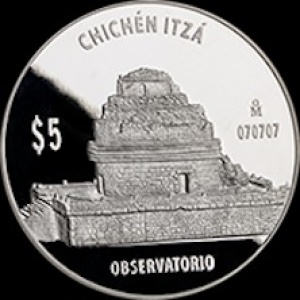 Реверс монеты Мексика, 5 песо, 2012, Чичен-Ица - Обсерватория