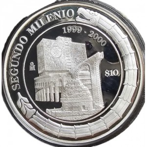 Реверс монеты Мексика, 10 песо, 2000, Миллениум - Архитектура