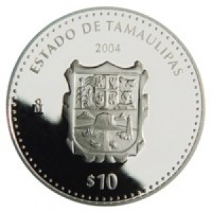 Реверс монеты Мексика, 10 песо, 2004, Тамаулипас