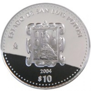 Реверс монеты Мексика, 10 песо, 2004, Сан-Луис-Потоси