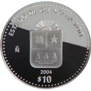 Реверс монеты Мексика, 10 песо, 2004, Кинтана-Роо
