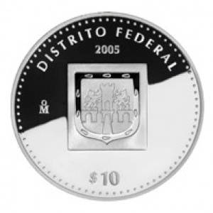 Реверс монеты Мексика, 10 песо, 2005, Федеральный округ