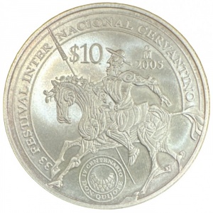 Реверс монеты Мексика, 10 песо, 2005, Фестиваль Сервантеса