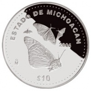Реверс монеты Мексика, 10 песо, 2006, Мичоакан
