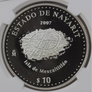 Реверс монеты Мексика, 10 песо, 2007, Наярит