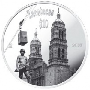 Реверс монеты Мексика, 10 песо, 2007, Сакатекас