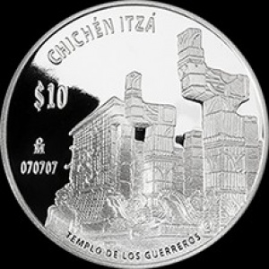 Реверс монеты Мексика, 10 песо, 2012, Чичен-Ица - Храм Воинов